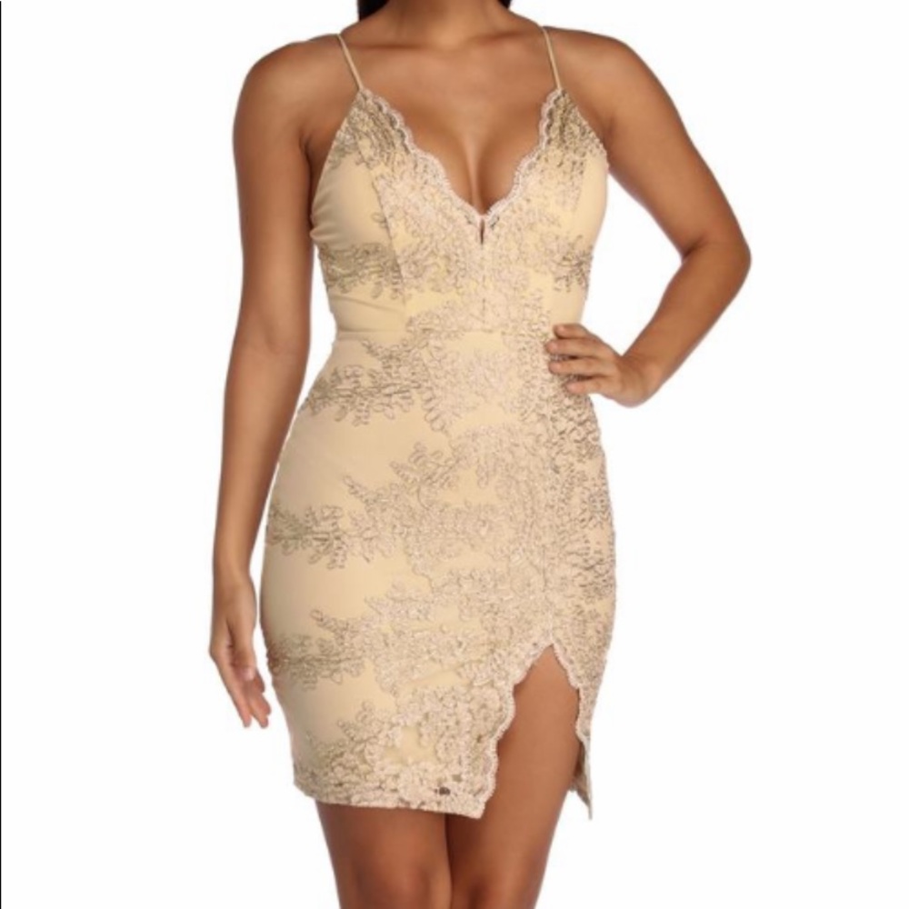 Gold Form Fitting homecoming dress